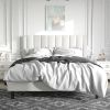 Full size White Velvet Upholstered Platform Bed Frame with Headboard