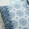 King Size Lightweight 3 Piece Reversible Botanical Blue Damask Quilt Set