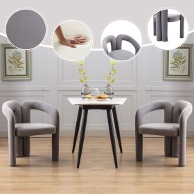 Contemporary Designed Velvet Fabric Upholstered Accent/Dining Chair /Barrel Side Chairs Kitchen Armchair for Living Room set of 2 (Gray Velvet)