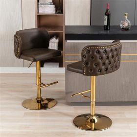 Furniture,Swivel Barstools Adjustable Seat Height, Modern PU Upholstered Bar Stools with the whole Back Tufted, for Home Pub and Kitchen Island