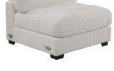 Living Room Furniture Armless Chair Beige Wide-Welt Corduroy 1pc Armless Chair Soft Cushion Wood Legs
