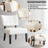 Blended Leather Tufted Accent Chair with Oversized Seating, Ivory