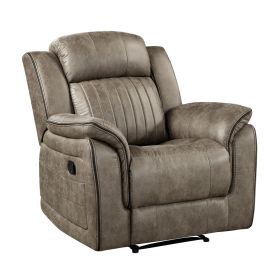 Classic Sandy Brown 1pc Reclining Chair Plush Comfort Pillow-Top Arms Vertical Tufting Solid Wood Luxury Living Room Furniture