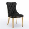 Furniture, Collection Modern, High-end Tufted Solid Wood Contemporary Velvet Upholstered Dining Chair with Golden Stainless Steel Plating Legs