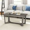 Rectangle Coffee Table Rubber Wood Base with Cross-Shaped Base