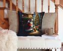 Corgi and Santa Claus Throw Pillow Machine Washable, Indoor Outdoor Decorative Pillow for Couch, Bed or Patio, 14Hx14W