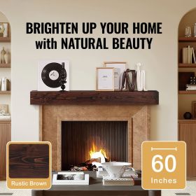 Fireplace Mantel, 60" x 8" x 6", 50 lbs Weight Capacity, Natural Wood Mantel for Over Fireplace, Wall Mounted Floating Farmhouse Shelf