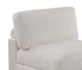 Living Room Furniture Armless Chair Beige Wide-Welt Corduroy 1pc Armless Chair Soft Cushion Wood Legs