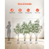 8FT Artificial Olive Tree with Black Pot, Tall Fake Tree with Natural Wood Trunk & Realistic Green Leaves and Fruits, Indoor Faux Plant for Home