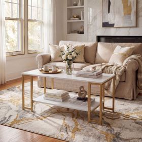 Modern Accent Table with Open Storage Shelf for Apartment and Lounge