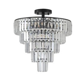 Large Black Crystal Chandelier, Contemporary Style Chandelier, Dining Room, Living Room, Bedroom - Bulb Not Included (Color: Black)