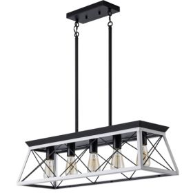 5 Lamps Farmhouse Chandelier Dining Room White - No Bulbs (Option: White and black)