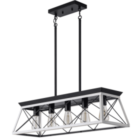 5 Lamps Farmhouse Chandelier Dining Room White - No Bulbs (Option: White and black)
